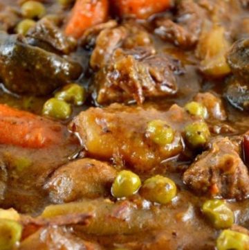 slow cooker beef stew in a bowl