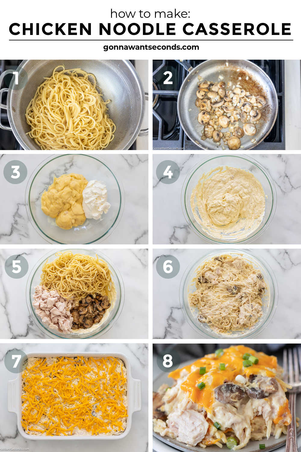Step by step how to make chicken noodle casserole