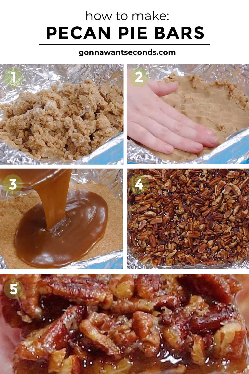 Ooey, gooey, and just plain yummy, pecan pie bars make your favorite pie into a dessert that feeds a party -- or just one sweet-toothed chef! #pecanpie #pecanpiebars step by step how to make pecan pie bars