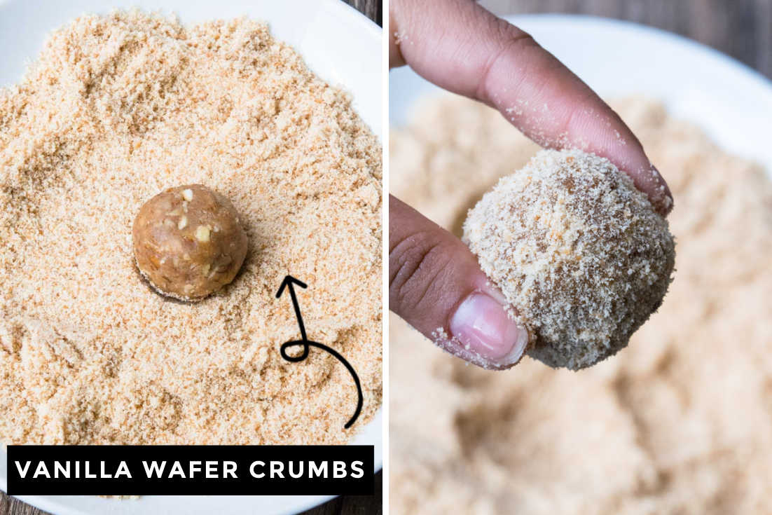 How to make rum balls, coating with vanilla wafer crumbs