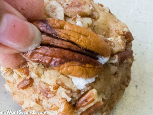 How to make Butter Pecan Cookies, adding pecans on top of the cookie