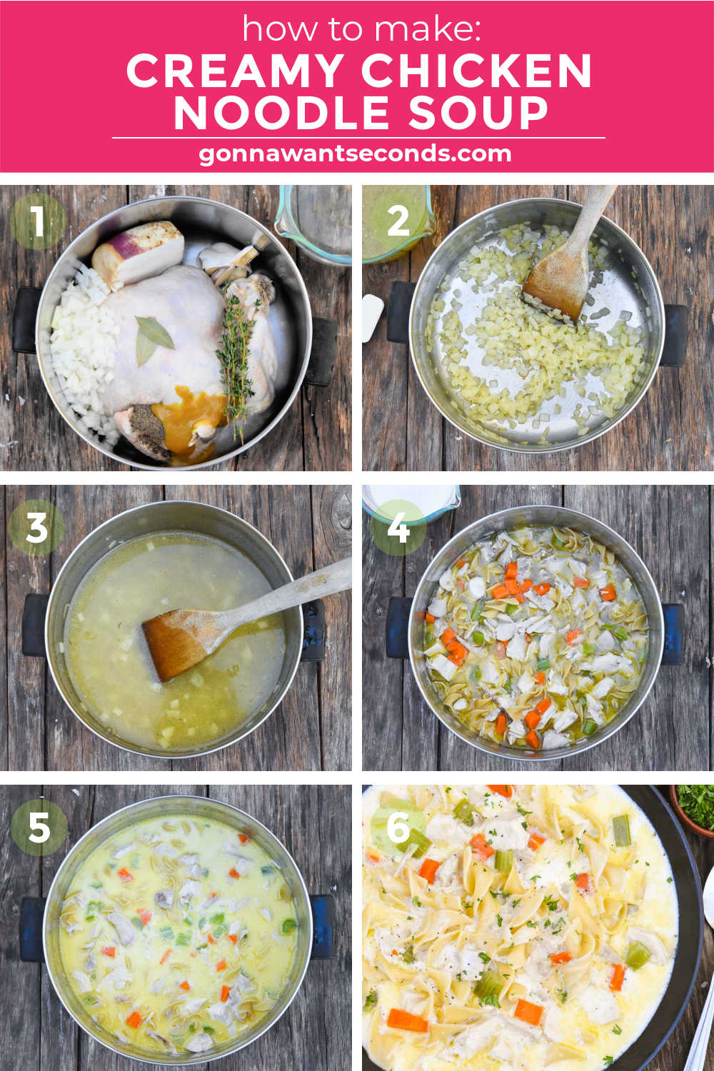 Step by step how to make creamy chicken noodle soup
