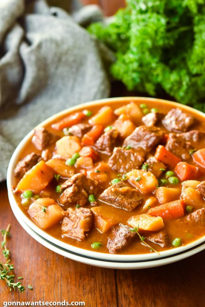 Beef stew recipe in a bowl