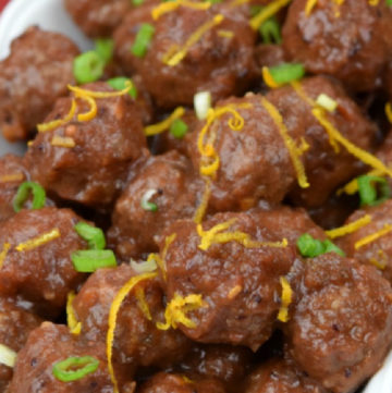 Cranberry Meatballs in a serving dish