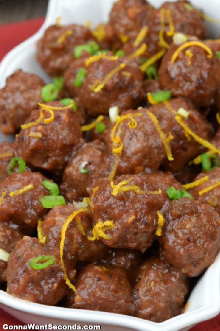 Cranberry Meatballs in a serving dish