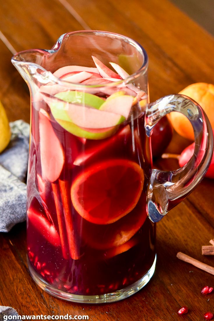 A pitcher of fall sangria