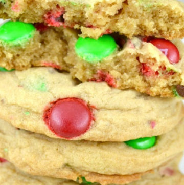 M&M Cookies stack on top of each other