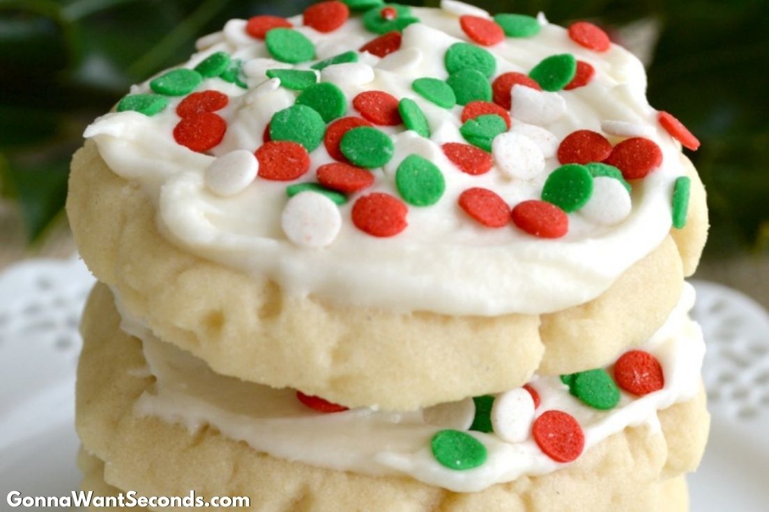 no chill sugar cookies recipe, stack on top of each other