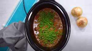 How to make slow cooker beef stew recipe, adding peas