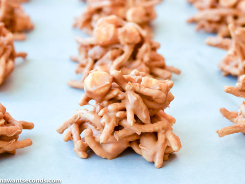 Butterscotch Haystacks lined on a parchment paper