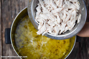 How to make Lemon Chicken Soup, simmer and add chicken