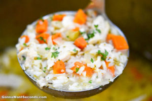 How to make Lemon Chicken Soup, ladle scooping