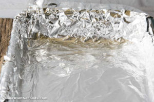 How to make Rocky Road Fudge, lining the pan with aluminum foil