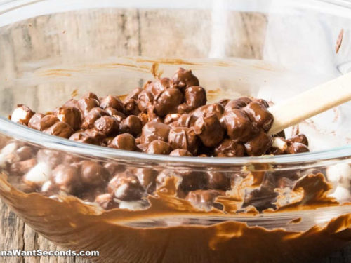 How to make Rocky Road Fudge, fold in the marshmallow to the melted chocolate mixture