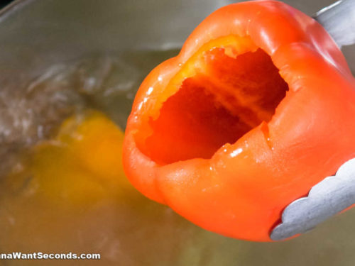 How to make Italian Stuffed Peppers, boiling the bell peppers