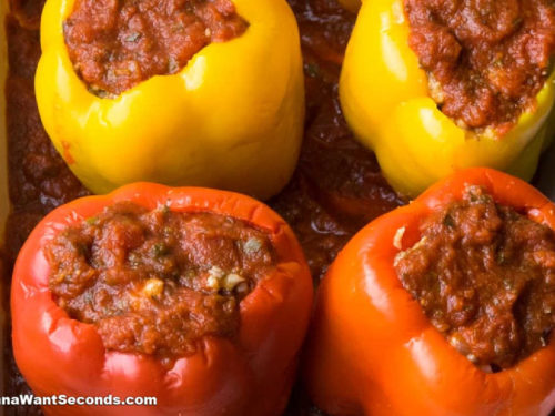 How to make Italian Stuffed Peppers, adding the sauce