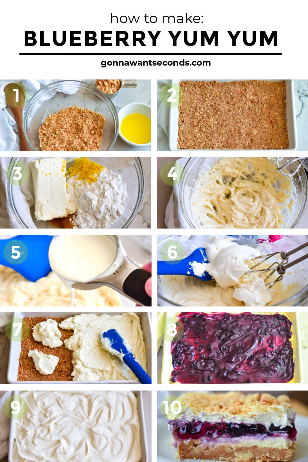 Step by step how to make blueberry yum yum