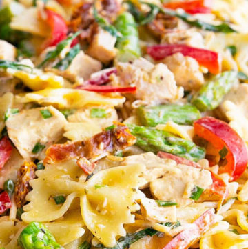 Chicken Pasta Salad on a serving plate