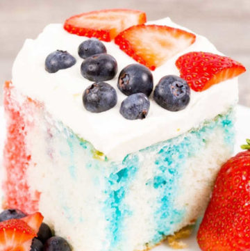 Bring on the fireworks and sparklers — it’s Red White and Blue Poke Cake time! This cake is everything you need to celebrate the Fourth of July in style.