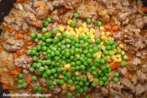 How to make Alton Brown Shepherd's Pie, adding frozen peas and carrots