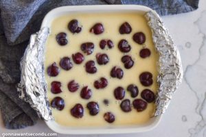 How to make Cherry Custard Pie Bars, adding filling