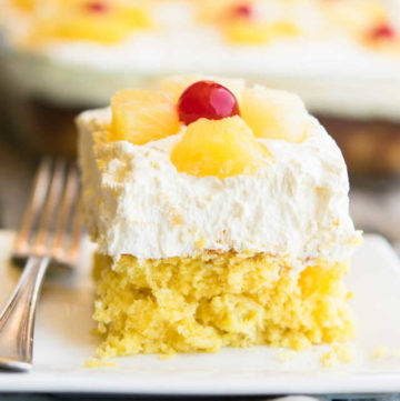 Pineapple sunshine cake is a moist fruit-filled cake with a light-n-creamy topping that’s just bursting with yummy flavor you can’t help but love.