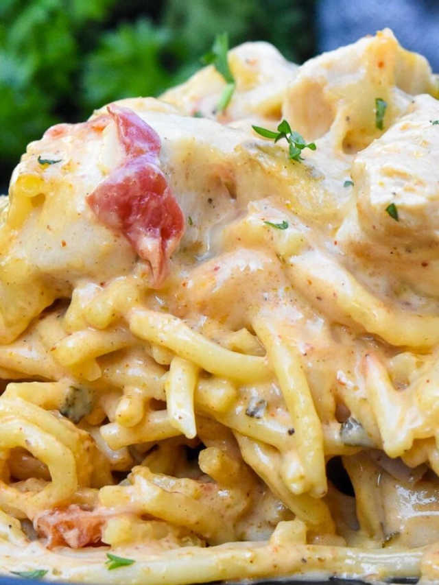 Dinner oven bakes just got a whole lot ZESTIER! Chicken Spaghetti with Rotel is quick, easy, & delicious, from the spicy Rotel to the creamy sauce!