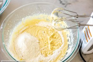 How to make Peach Bread, combining flour mixture and creamed mixture