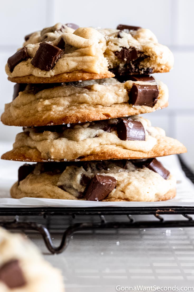 best chocolate chunk cookies stack on top of each other