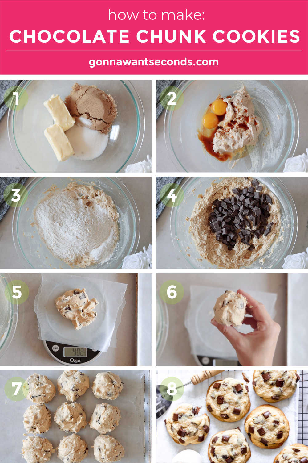 step by step how to make chocolate chunk cookies