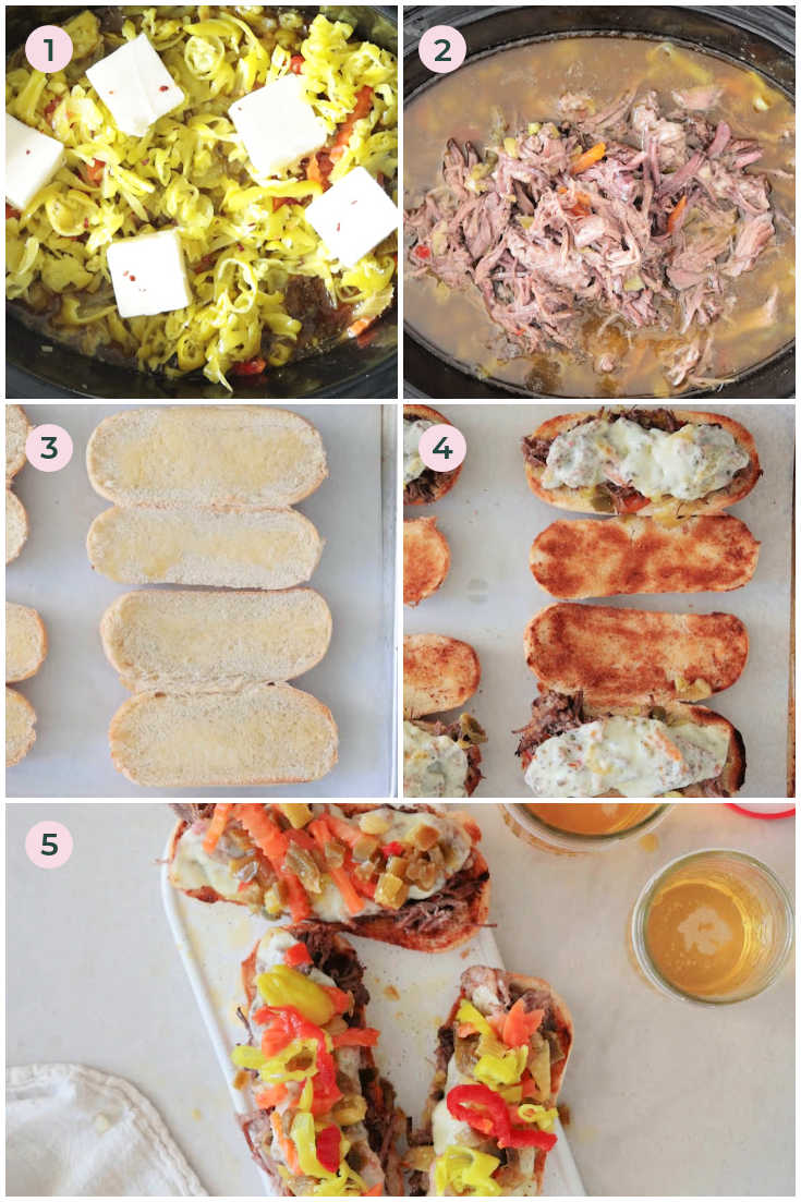 Step by step how to make Crockpot Italian Beef Sandwiches