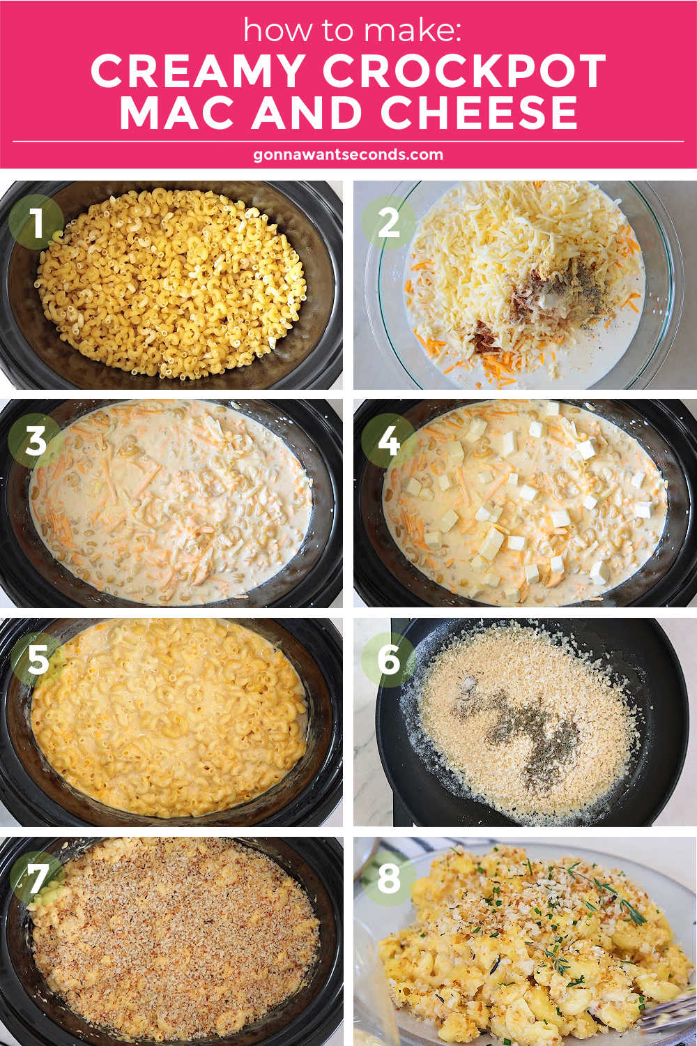 Step by step how to make creamy crockpot mac and cheese