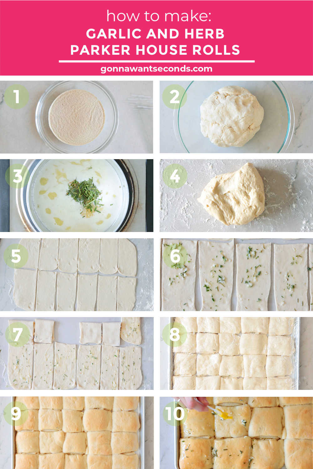 Step by step how to make Garlic and Herb Parker House Rolls