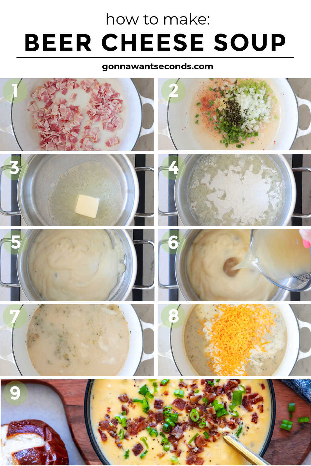 Step by step how to make beer cheese soup