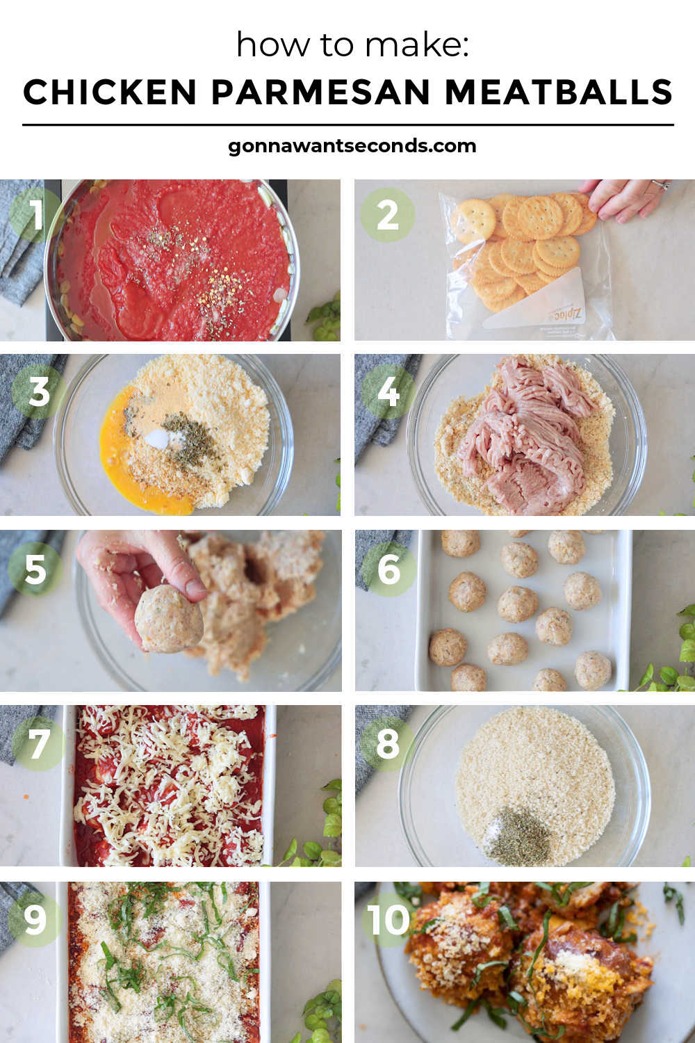 Step by step how to make chicken parmesan meatballs