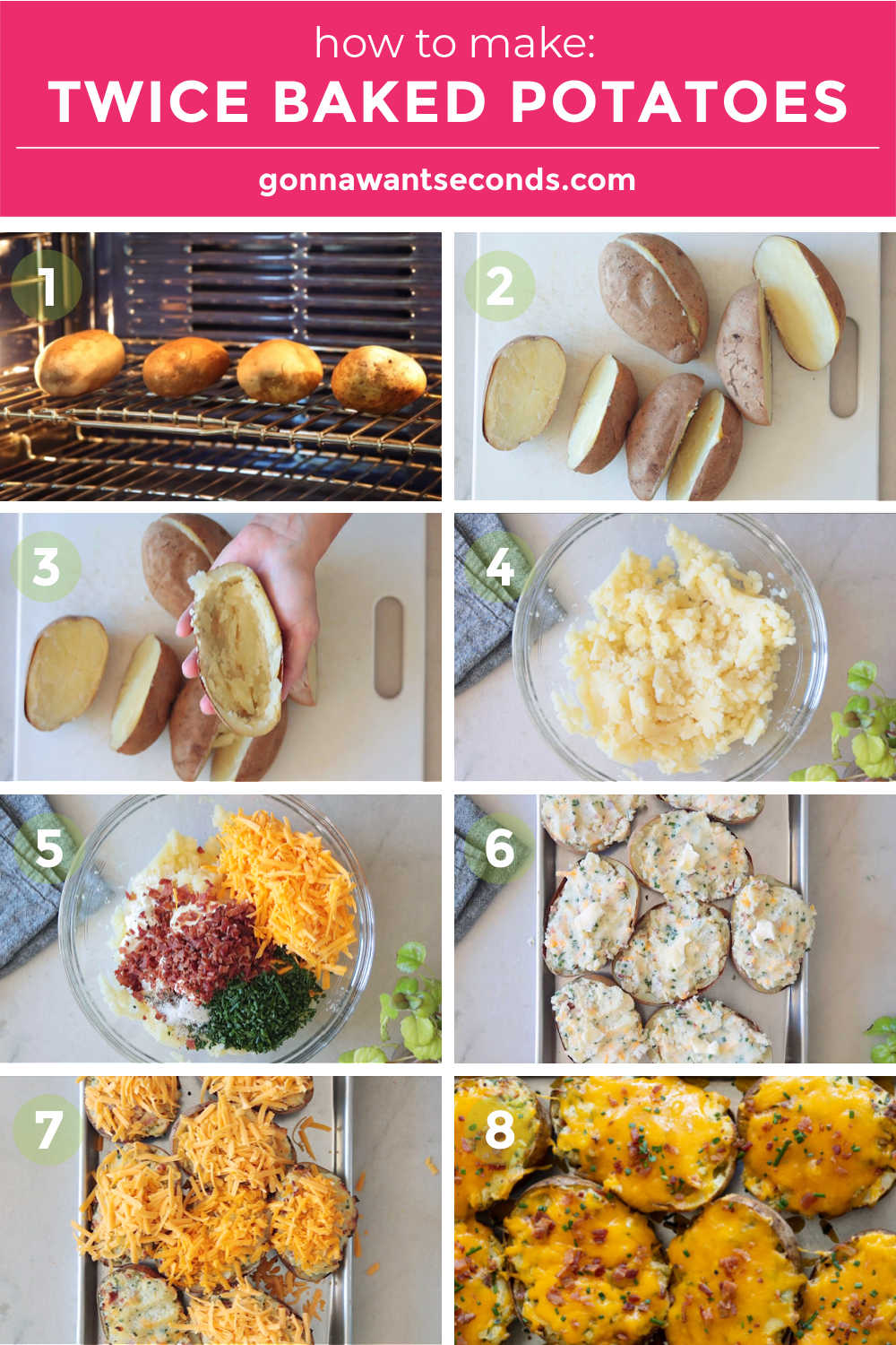 Step by step how to make twice baked potatoes