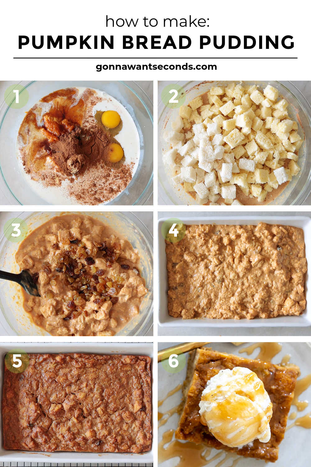Step by step how to make pumpkin bread pudding