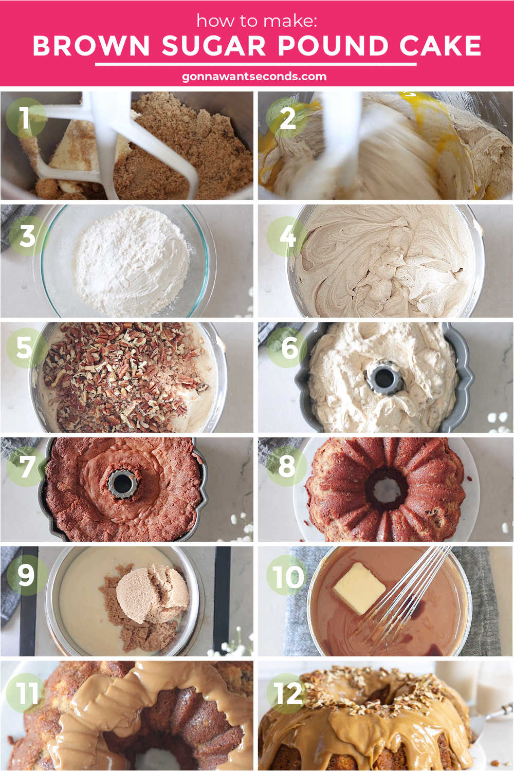 Step by step how to make brown sugar pound cake