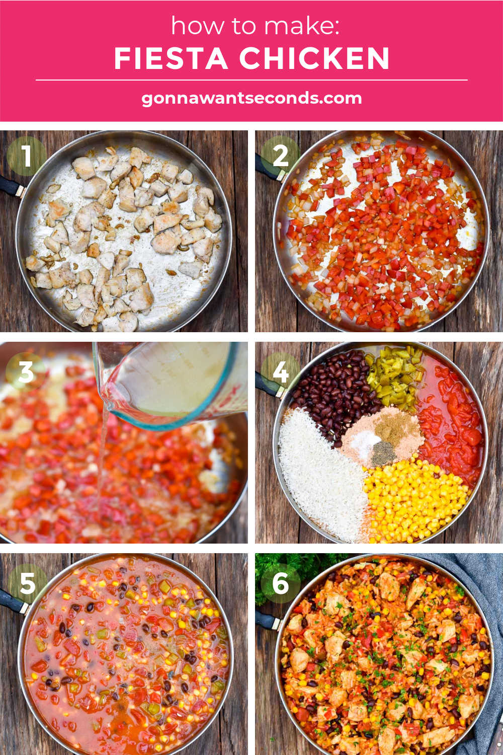 step by step how to make one skillet fiesta chicken