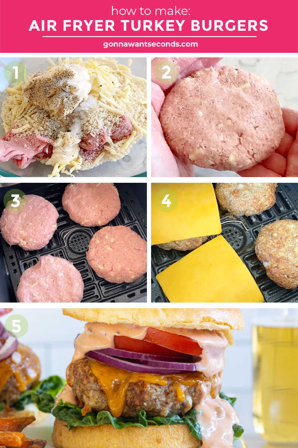 Step by step how to make air fryer turkey burgers