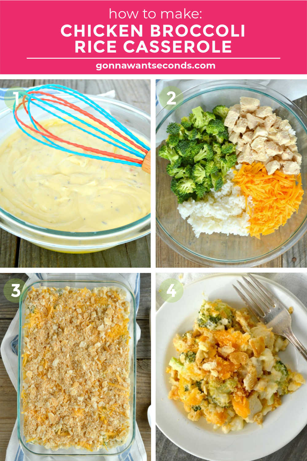 step by step how to make chicken rice broccoli casserole 