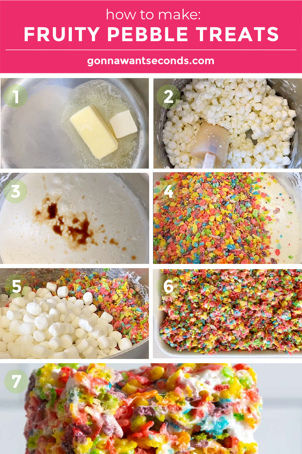 Step by step how to make Fruity Pebbles Treats