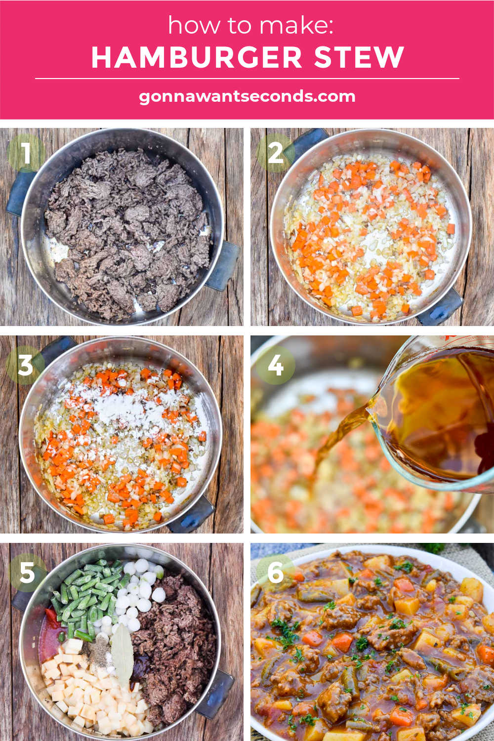 Step by step how to make hamburger stew
