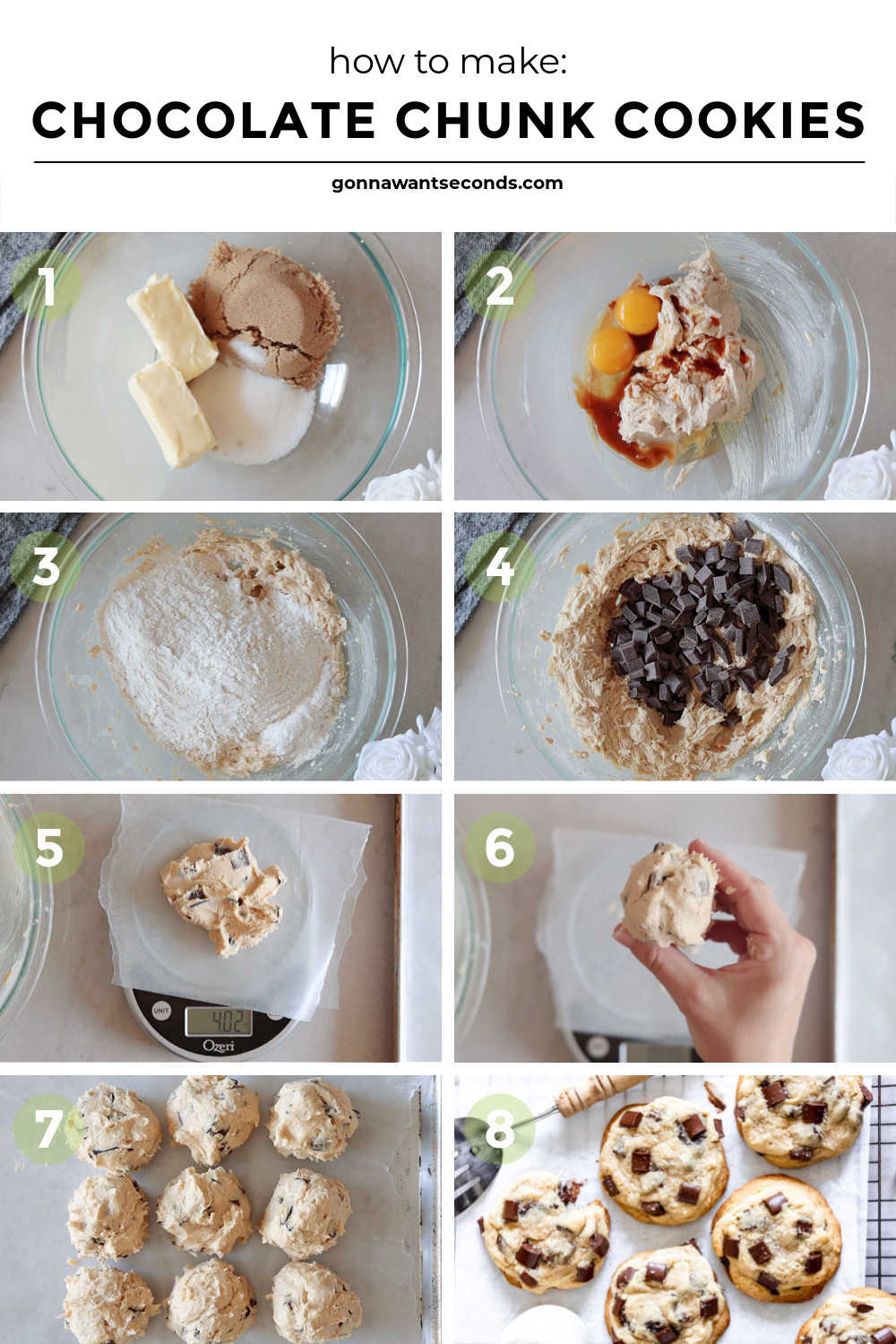 step by step how to make chocolate chunk cookies
