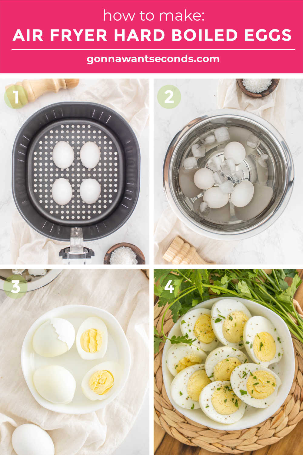 step by step how to make air fryer hard boiled eggs 