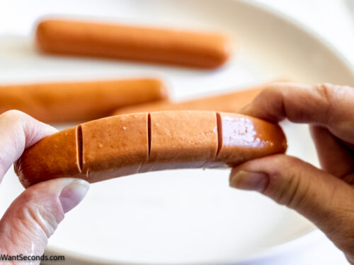 How to make airfryer hot dogs , cutting slits