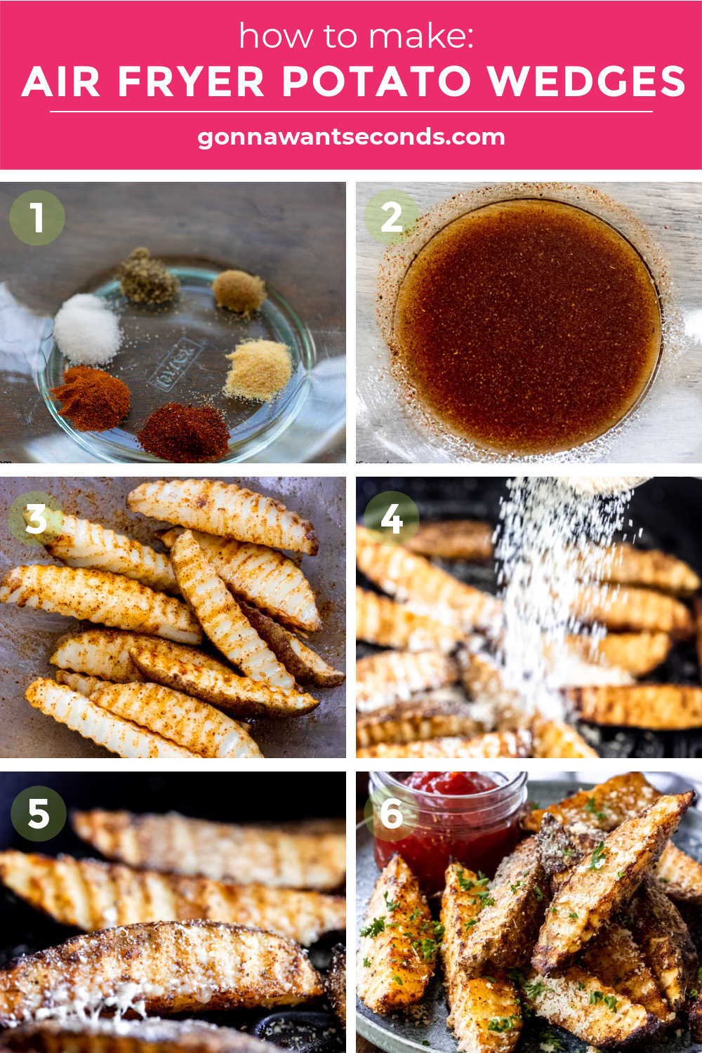 Step by step how to make air fryer potato wedges