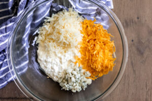 how to make million dollar dip, mix the cheese