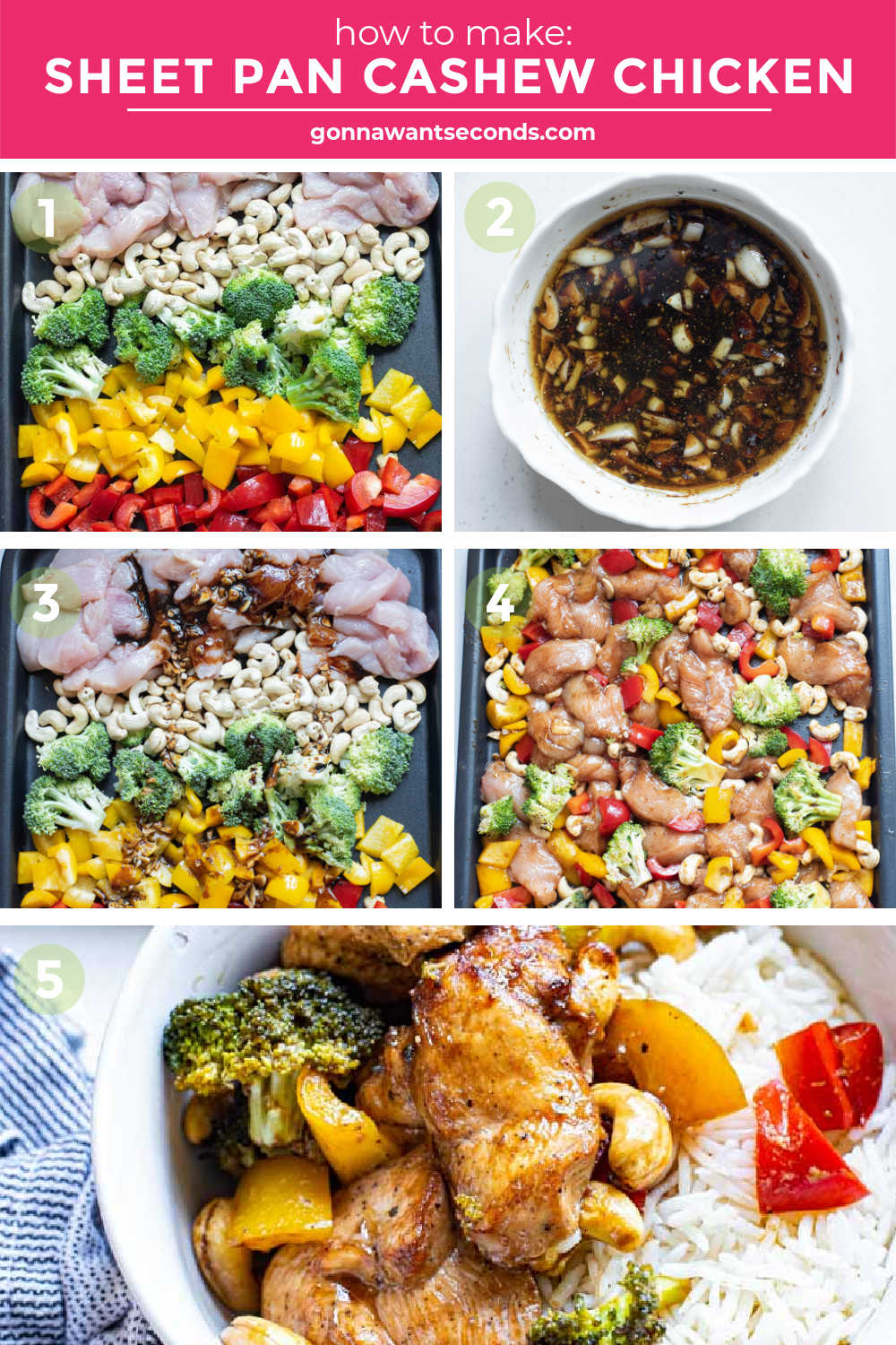 step by step how to make sheet pan cashew chicken