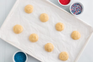 How to make 4th Of July Cake Mix Cookies , scoop the cookie dough